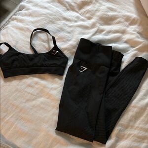 Black Gymshark Sports Bra and Leggings Set